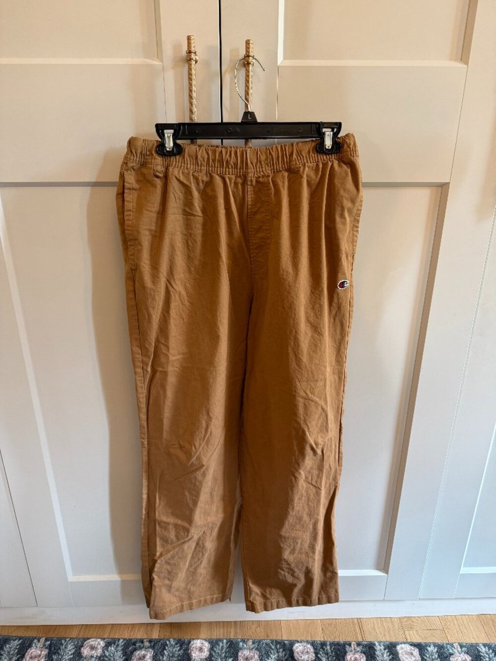 Champion Brown Elastic Waist Canvas Jogger Pants Men's Size Small S (OVERSIZE)